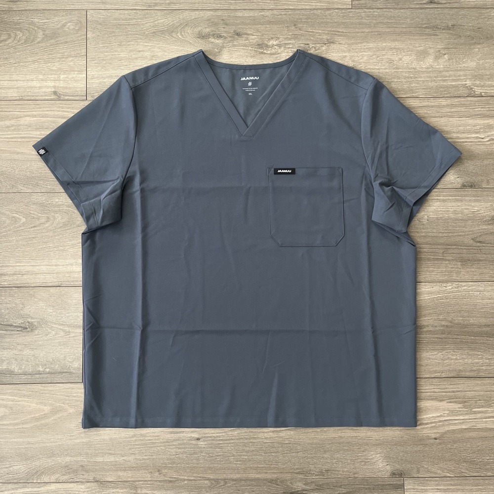 Jaanuu Scrub Top Mens 3XL Short Sleeve Gray Medical Uniform